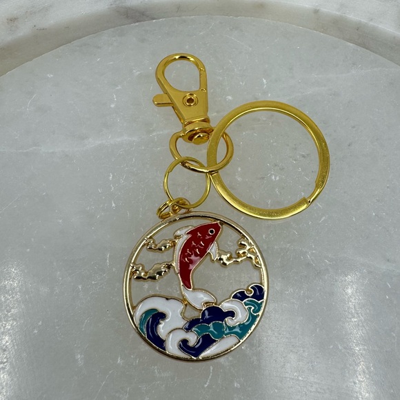 3/$15 Hokusai Koi Fish Charm Keychain - Picture 2 of 7